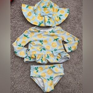 Lemon Swim Suit with hat 24mo